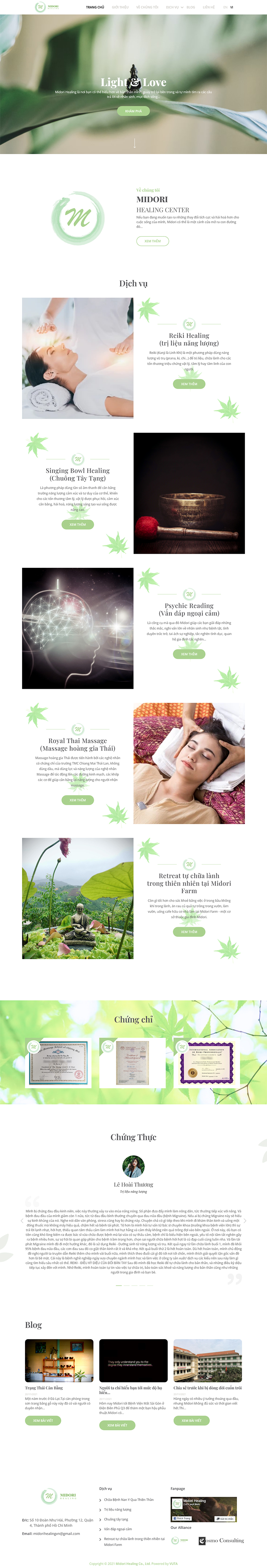 Dự án Website về Chữa lành của nhà Midori