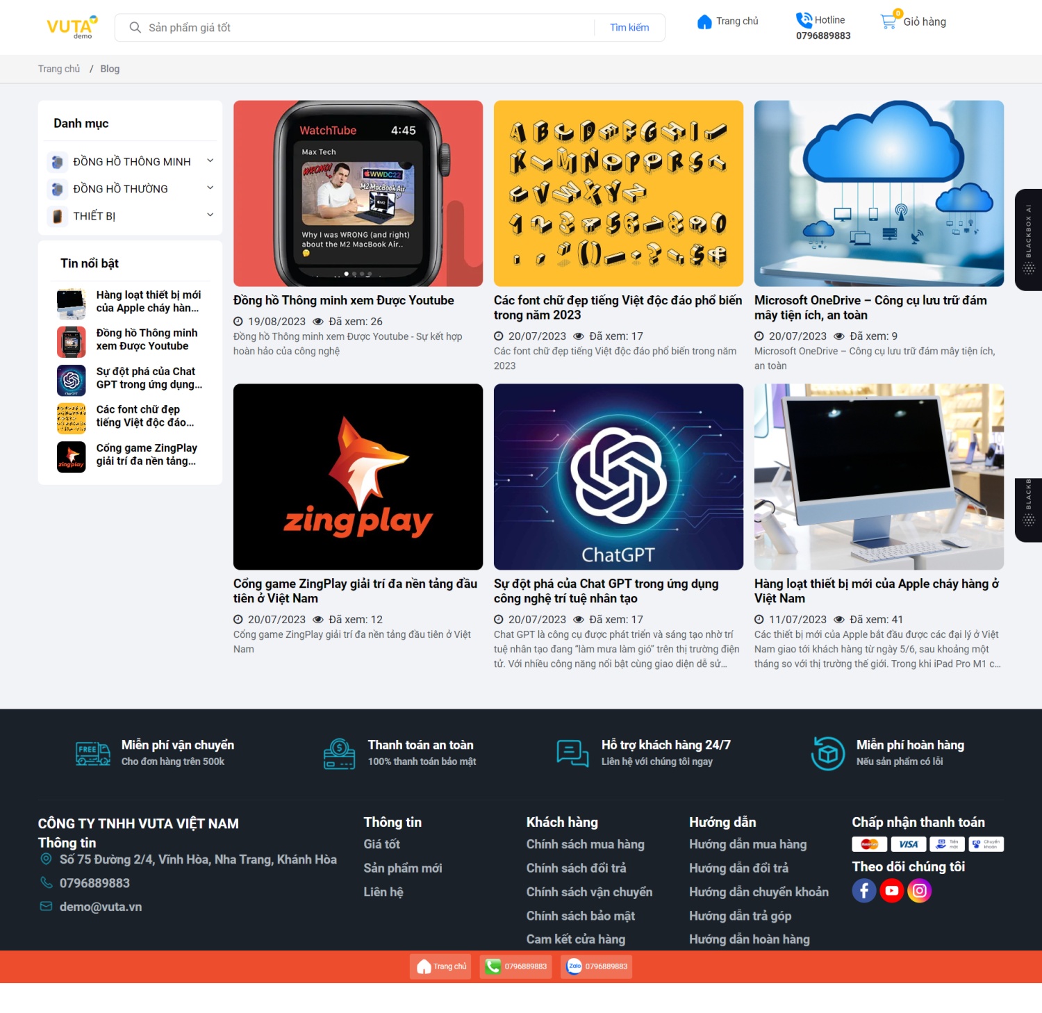 Mẫu Website Bán Đồng Hồ Thông Minh Cao Cấp | Mẫu Web bán hàng đồng hồ