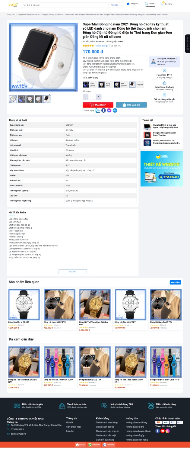 Mẫu Website Bán Đồng Hồ Thông Minh Cao Cấp | Mẫu Web bán hàng đồng hồ