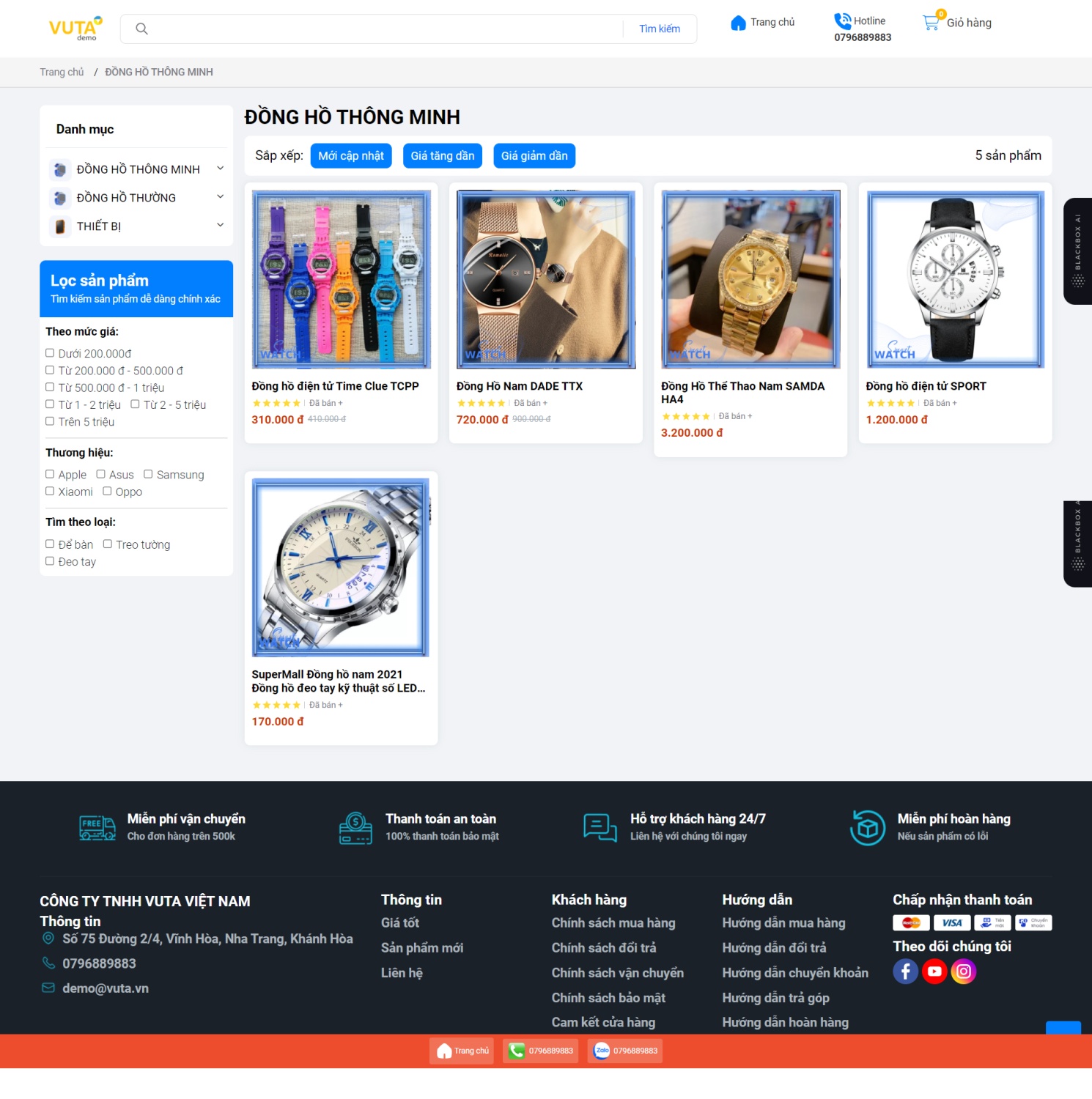 Mẫu Website Bán Đồng Hồ Thông Minh Cao Cấp | Mẫu Web bán hàng đồng hồ